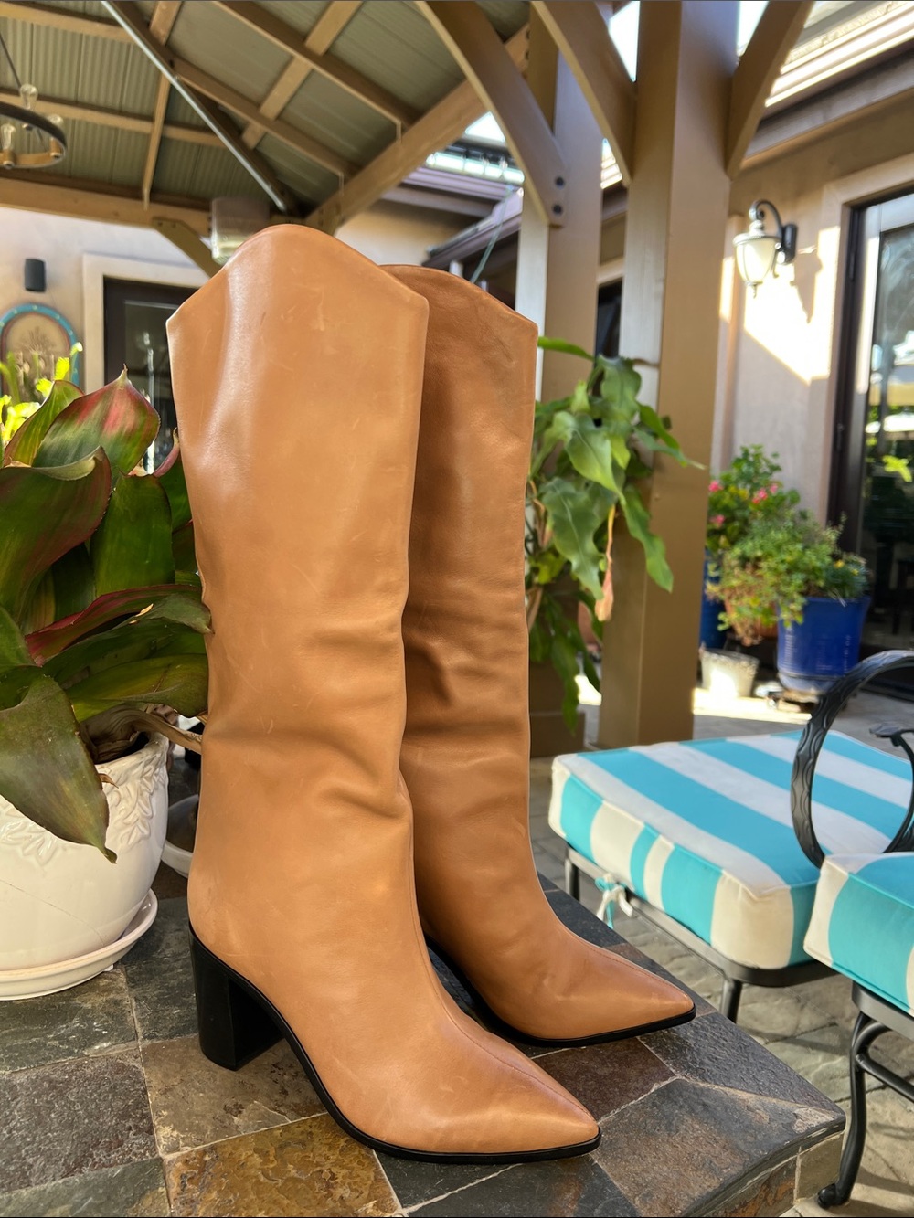 SCHUTZ Maryana block heel Tan boots 8